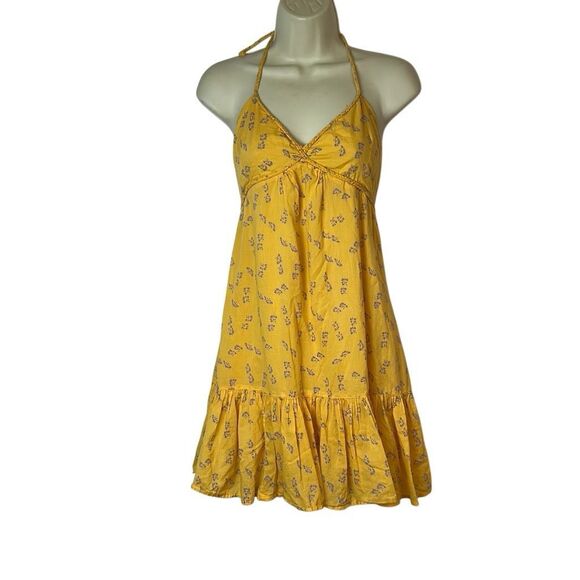Moda International Vintage Victoria’s Secret Braided Halter Yellow Floral Sundre - Picture 1 of 6